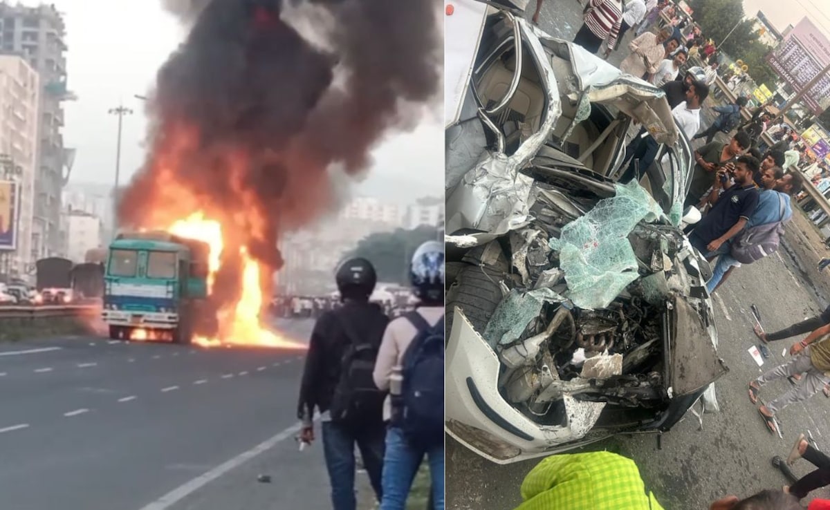 8 Killed As Car Gets Sandwiched Between 2 Trucks In Pune