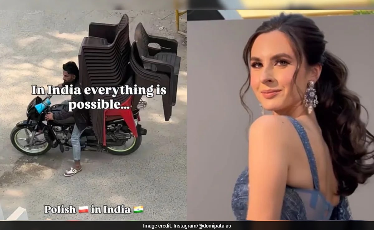 Polish Traveller Impressed By 'Jugaad' As Man Carries Over 20 Chairs On Bike: 'India Is Not For Beginners'