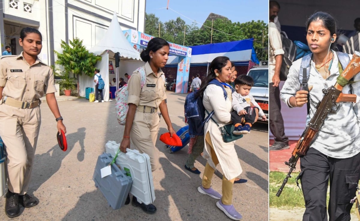 सीने पर राइफल, हाथ में ईवीएम, देखें बिहार में चुनाव कराने निकले लोकतंत्र के सिपाही