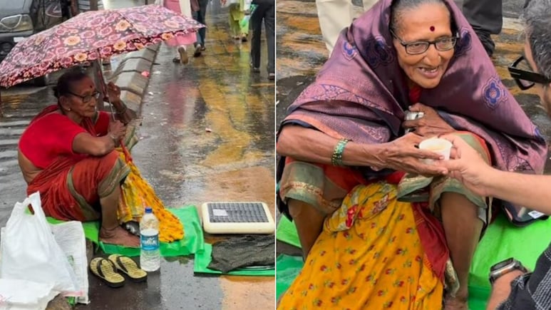 बारिश में मायूस बैठी थीं दादी, तभी एक अजनबी ने आकर बेटे की तरह की मदद, दिल पिघला देने वाला Video वायरल