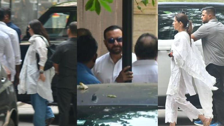 Saif Ali Khan, Karisma Kapoor, Ananya Panday Visit The Deols After Dharmendra's Death