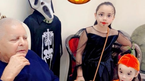 लालू यादव ने पोते-पोतियों संग मनाया विदेशी त्योहार हैलोवीन, भड़क गई भाजपा