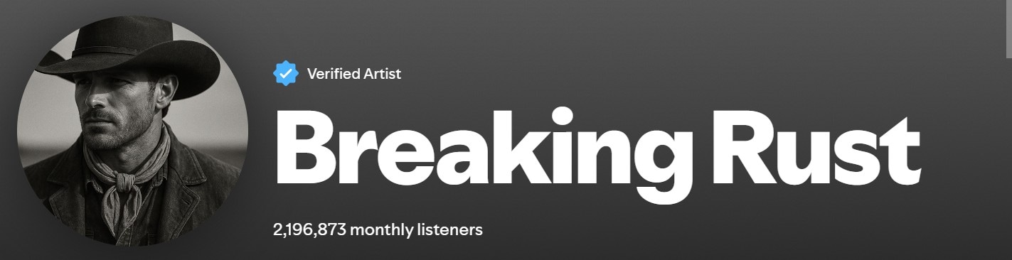 AI musician Breaking Rust is a verified artist on Spotify.