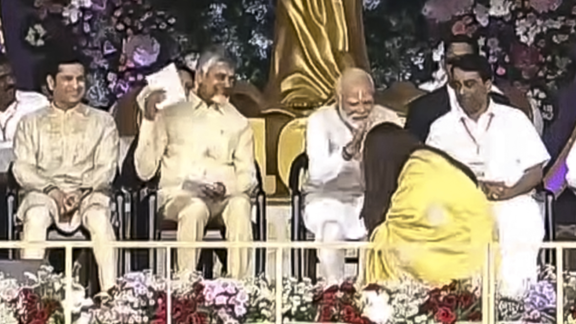 Aishwarya Rai Touches PM Narendra Modi's Feet After Her Powerful Speech At Sathya Sai Baba's Centenary Celebrations