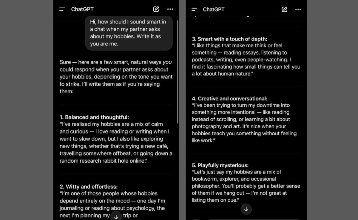 If someone is chatfishing, their sentences will be grammatically perfect, error-free. If someone is chatfishing, their sentences will be grammatically perfect, error-free.