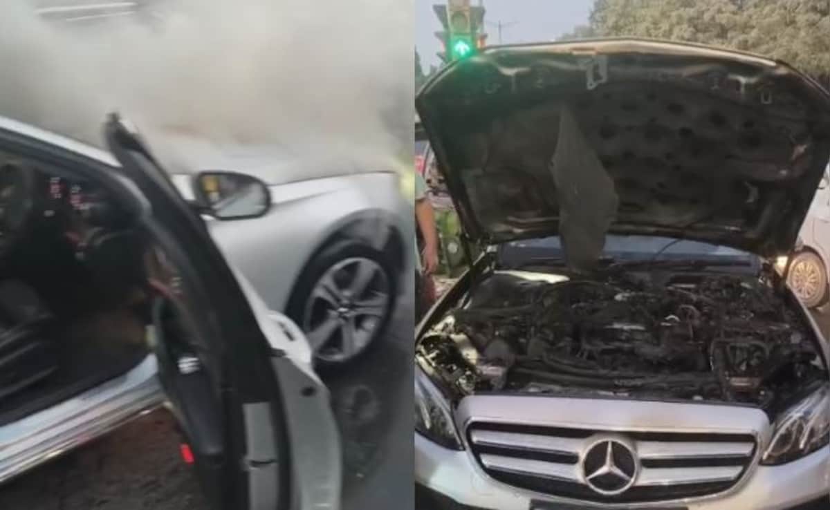 Mercedes Catches Fire On Delhi Road, Cops Rescue Woman, 5-Year-Old Child