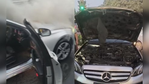 Mercedes Catches Fire On Delhi Road, Cops Rescue Woman, 5-Year-Old Child