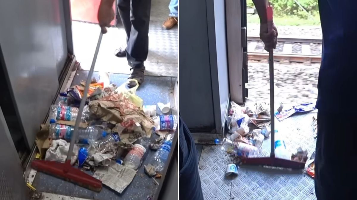 UK Traveller Shocked After Indian Railway Staff Push Trash Onto Tracks In Viral Video