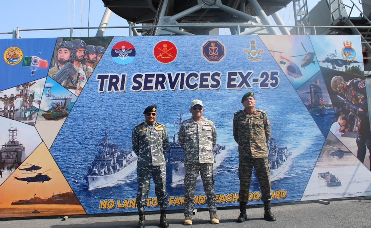 Tri-Services Chiefs Board INS Vikrant, Review Op Under 'Exercise Trishul'