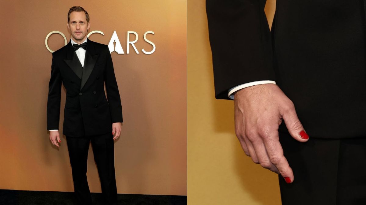 <i>Pillion</i> Actor Alexander Skarsgard Slays Red Nails At Governors Awards 2025