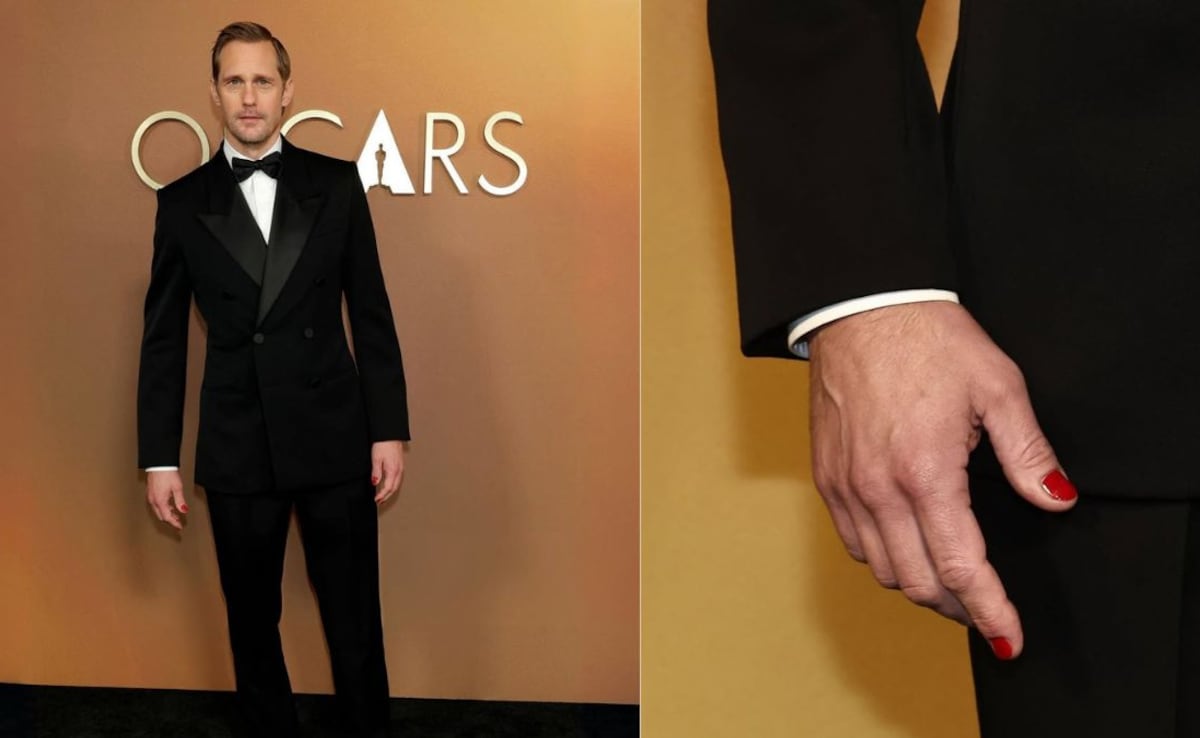 Pillion Actor Alexander Skarsgard Slays Red Nails At Governors Awards 2025