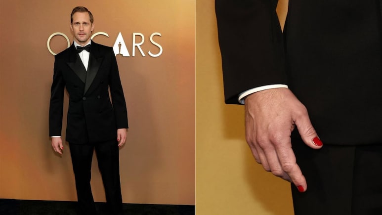 <i>Pillion</i> Actor Alexander Skarsgard Slays Red Nails At Governors Awards 2025
