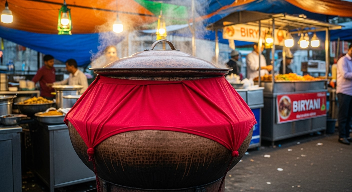 How A Simple Red Cloth Became A Symbol Of India's Biryani Culture