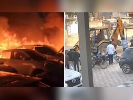 झुंझुनूं: कार वर्कशॉप अग्निकांड में बुलडोजर एक्शन, 18 लग्जरी गाड़ियां जलकर हो गईं राख