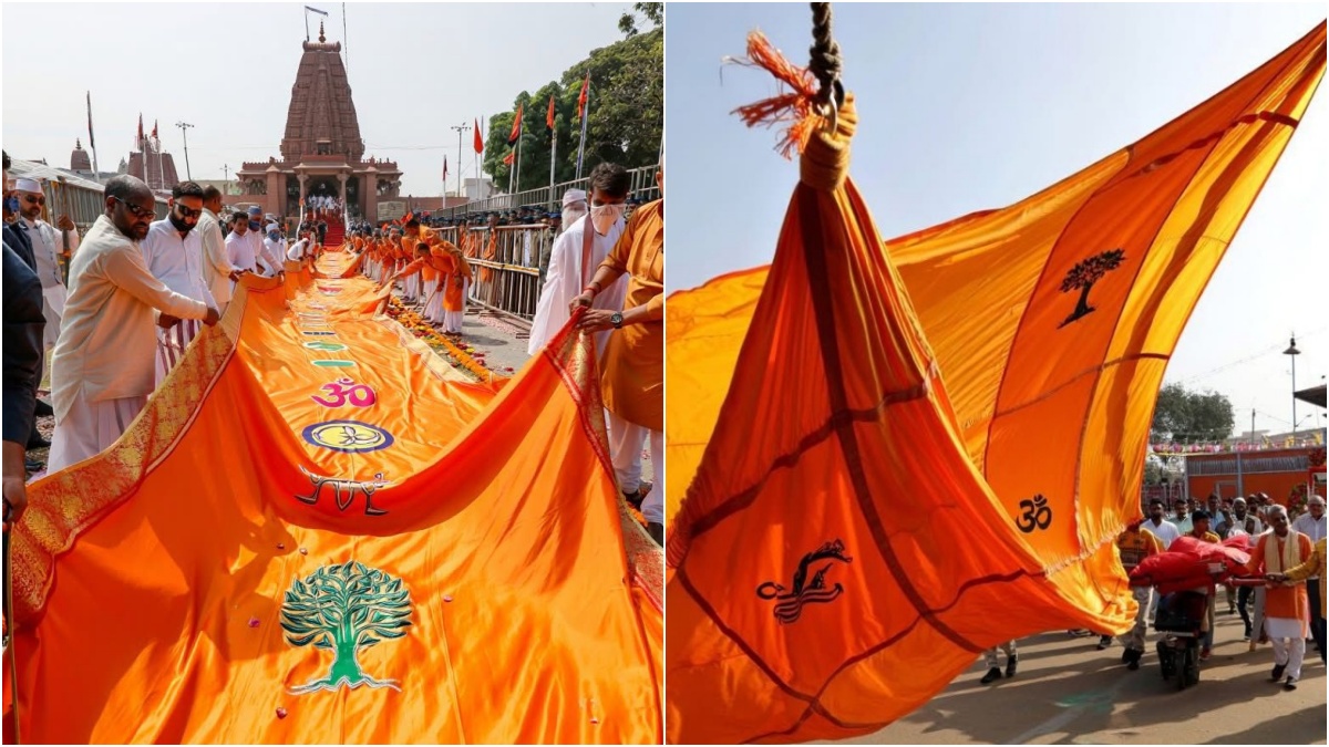 कितनी लंबी है आयोध्या के राम मंदिर की धर्म ध्वजा, तस्वीरों में देखिए