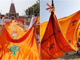 कितनी लंबी है अयोध्या के राम मंदिर की धर्म ध्वजा, तस्वीरों में देखिए
