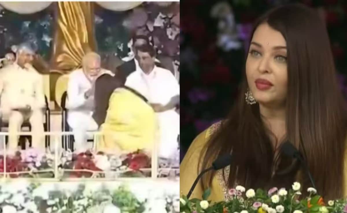 Aishwarya Rai Touches PM Narendra Modi's Feet Ahead Of Her Powerful Speech At Sathya Sai Baba's Centenary Celebrations