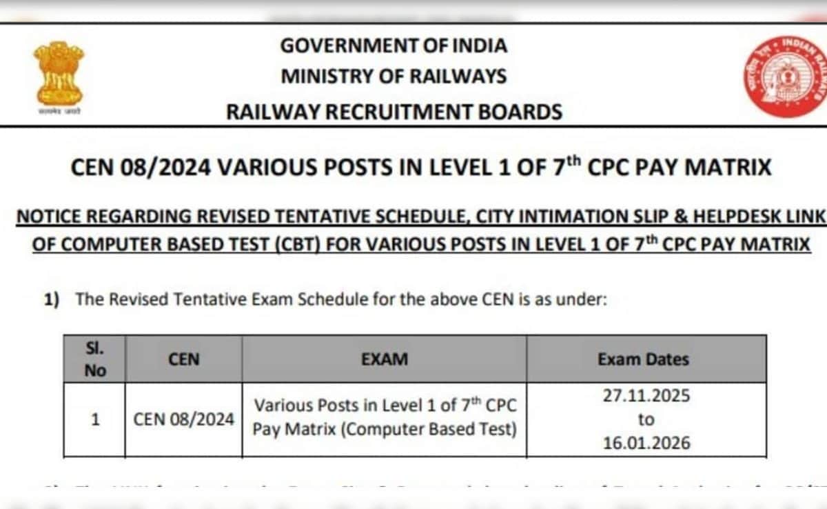 Railway Group D Exam 2025 From November 27: Check Paper Pattern, Minimum Qualifying Marks
