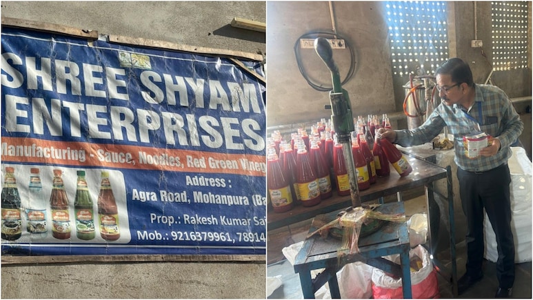जयपुर के बस्सी में मिलावटी सॉस फैक्ट्री पर कार्रवाई, 500 किलो सॉस जब्त, 1200 किलो नष्ट