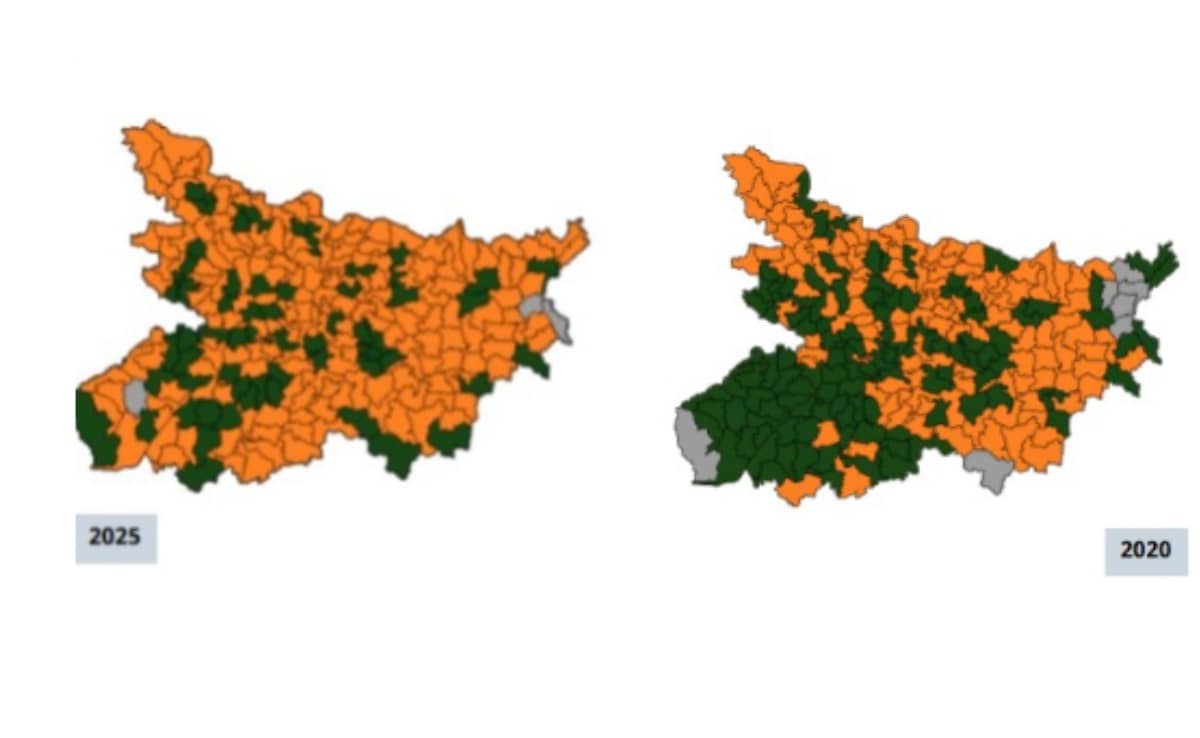 NDA का जलवा: मैप से समझिए कैसे 2020 की तुलना में 2025 में नीतीश कुमार ने की वापसी