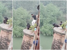 VIDEO: लड़की ने पुल से लगा दी छलांग, तभी लड़के ने थाम लिया हाथ... यूपी में फिल्‍मी अंदाज में बचाई जान