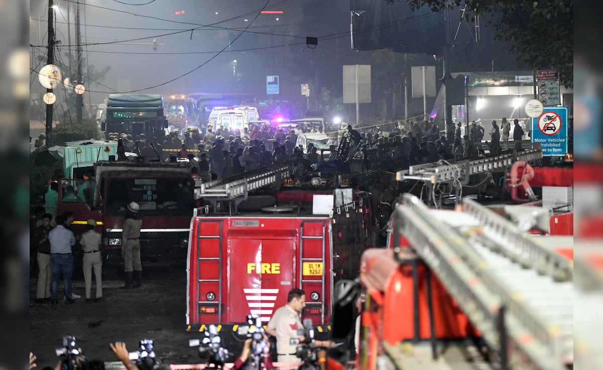 Fire trucks and Delhi police at the spot after an high-intensity blast stunned the national capital. ANI