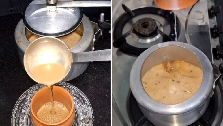 चाय बनाने की निंजा टेक्निक देख घूमा लोगों का सिर, कुकर में डाली चायपत्ती, दूध, चीनी, लगाई सीटी और फिर...