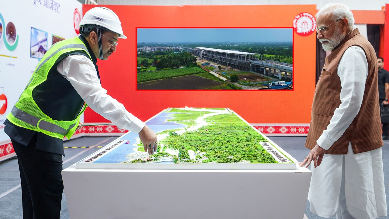 PM Modi Visits Surat Bullet Train Station In Gujarat