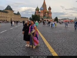 Indian Woman In Rajasthani Saree Turns Heads On Russian Streets, Son Says "My Mom Is A Celebrity"