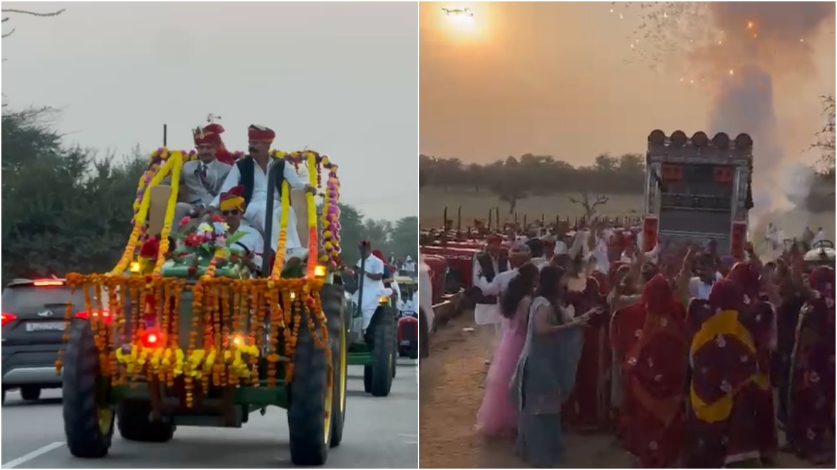 राजस्थान में 101 ट्रैक्टर पर निकली किसान के बेटे की बारात, देखता रह गया हर कोई