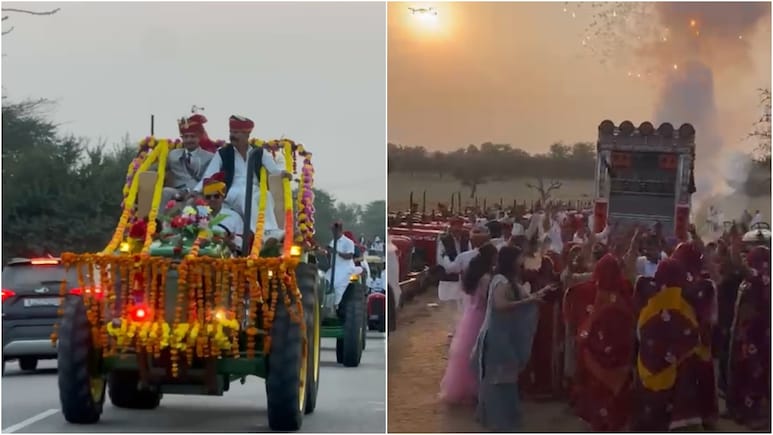 राजस्थान में 101 ट्रैक्टर पर निकली किसान के बेटे की बारात, देखता रह गया हर कोई