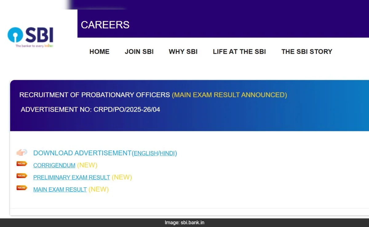 SBI PO Mains Result 2025 Released, Here's Direct Link To Check