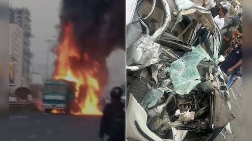 पुणे में बड़ा हादसा, टक्कर के बाद गाड़ियों मे लगी भीषण आग, 8 की मौत, 20 लोग जख्मी, लगा भीषण जाम