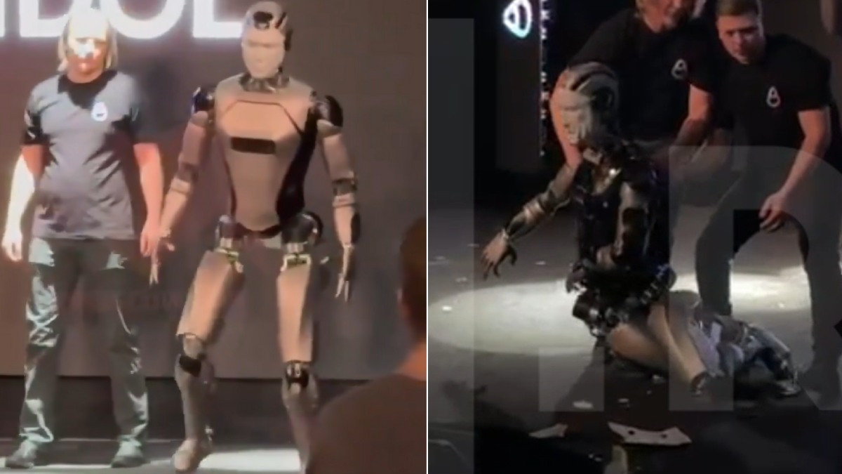 रूस का पहला ह्यूमनॉइड स्टेज पर गिर पड़ा, लोग बोलें 'वोडका ज्यादा हो गई', सोशल मीडिया पर छाए Memes