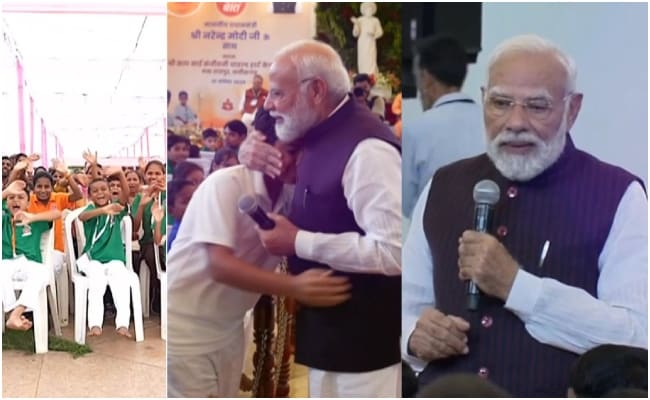 Narendra Modi Raipur visit: दिल की बात कार्यक्रम में पीएम ने बच्चों को लगाया गले. Narendra Modi Raipur visit: दिल की बात कार्यक्रम में पीएम ने बच्चों को लगाया गले.