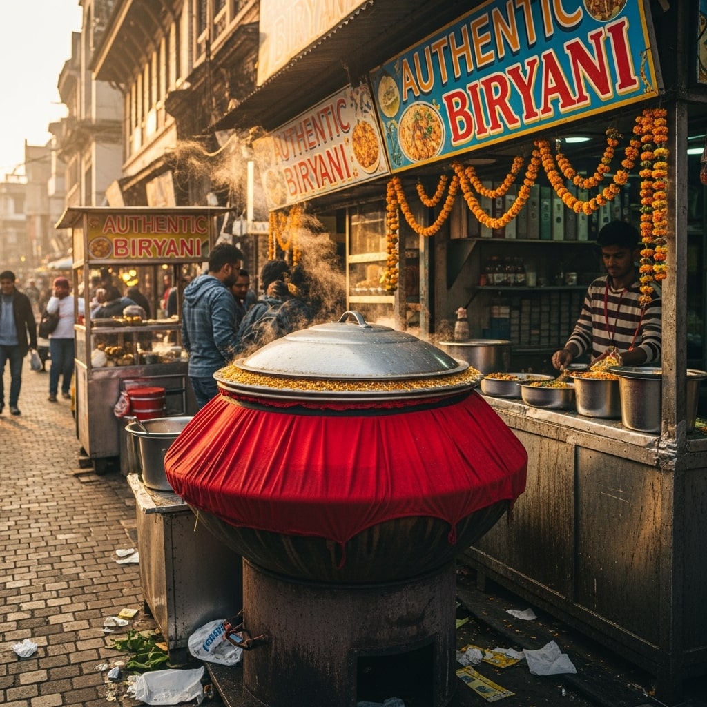 How A Simple Red Cloth Became A Symbol Of India's Biryani Culture