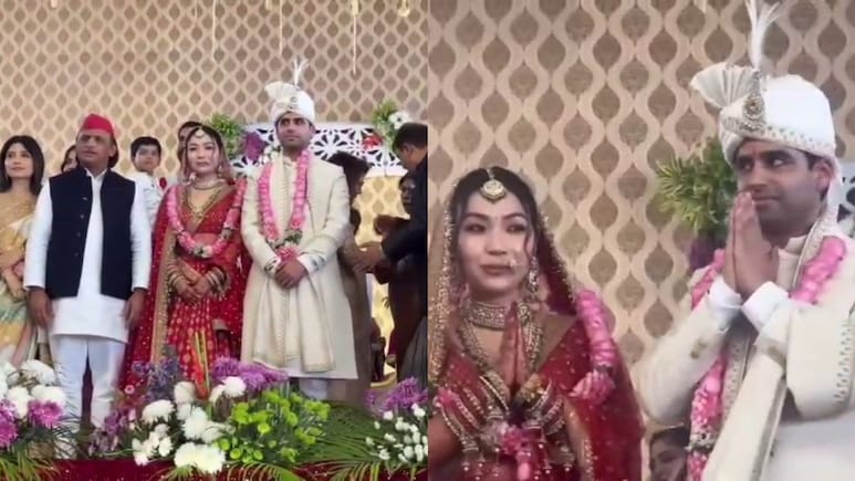 अखिलेश यादव के चचेरे भाई आर्यन की शादी, दूल्हे से ताऊ रामगोपाल बोले- सबके पैर छुओ