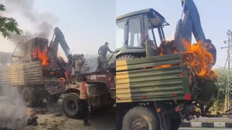 आर्मी की ट्रक में लगी आग... केबिन में बैठे थे सेना के जवान, बॉर्डर पर जा रही थी दो ट्रक