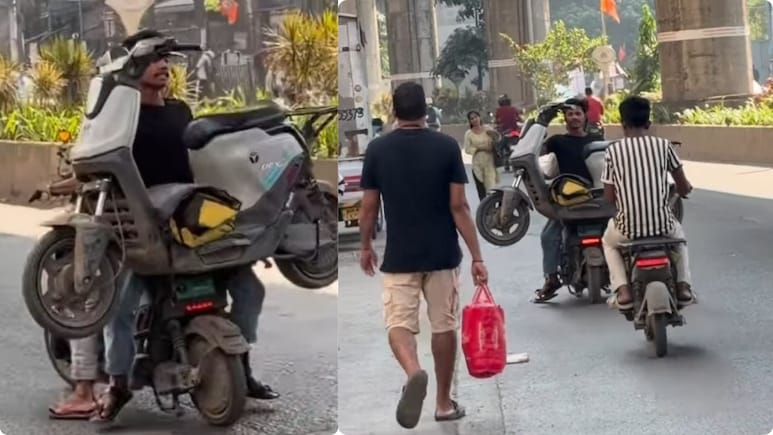 स्कूटर पर आदमी और आदमी पर स्कूटर...वायरल वीडियो ने सोशल मीडिया पर मचा दिया हंगामा