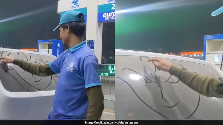 गजब का आर्टिस्ट निकला ये पेट्रोलकर्मी, कार पर सनी धूल पर बना डाला फेमस कार्टून कैरेक्टर
