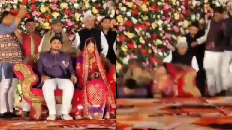 Video: बलिया में आशीर्वाद देने पहुंचे BJP जिलाअध्यक्ष, स्टेज टूटा और दूल्हा-दुल्हन समेत भर-भराकर गिरे सभी लोग