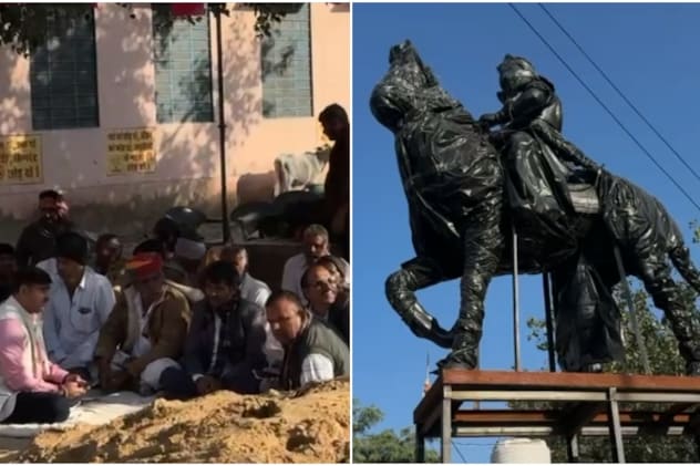 देर रात मूर्ति लगाने की खबर मिलने के बाद पथराव हुआ और फिर ग्रामीण वहीं पर धरने पर बैठ गए.