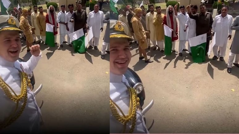 हाथ में पाक का झंडा लेकर खड़े थे पाकिस्तानी,तभी रशियन जवान ने लगा दिया 'जय श्री राम' का नारा,भीड़ का रिएक्शन.. हाथ में पाक का झंडा लेकर खड़े थे पाकिस्तानी,तभी रशियन जवान ने लगा दिया 'जय श्री राम' का नारा,भीड़ का रिएक्शन..