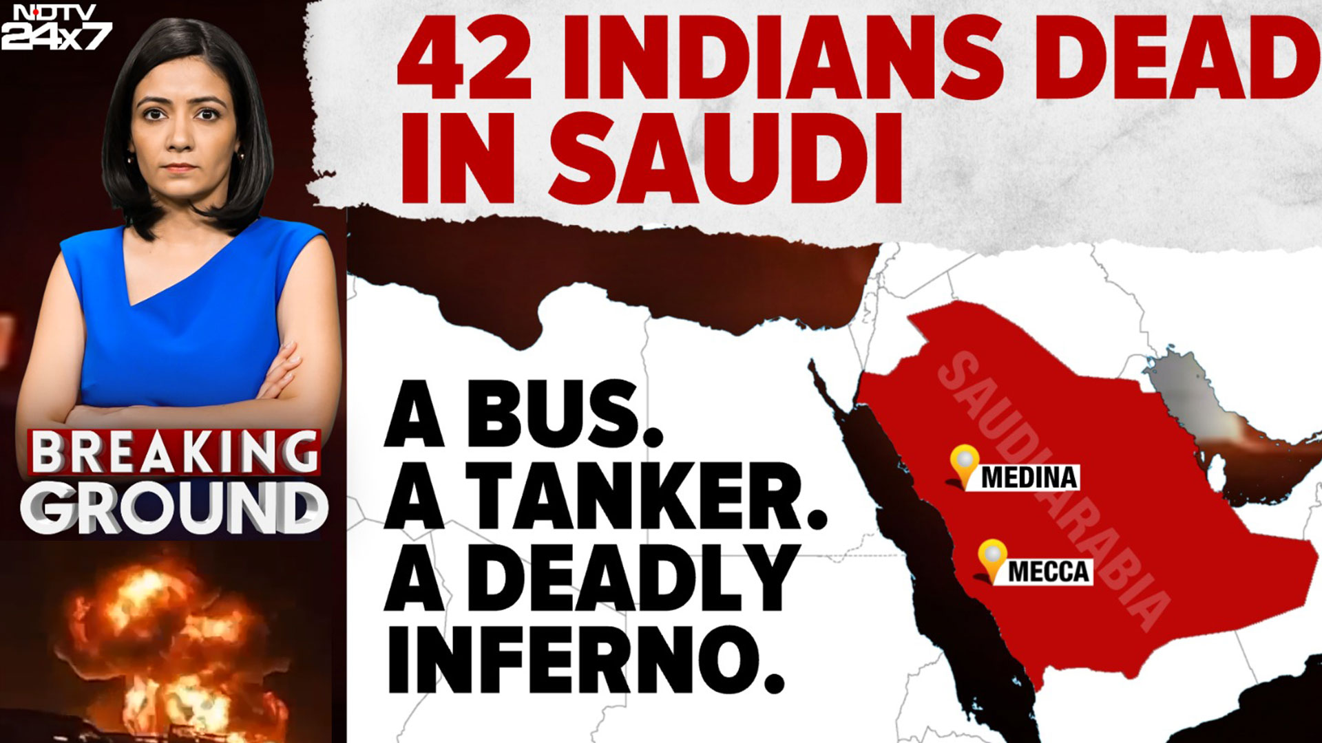 42 Indian Umrah Pilgrims Killed In Tragic Saudi Bus-Tanker Collision