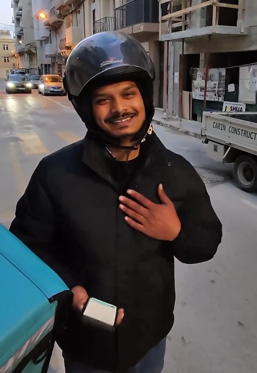 Vlogger's 'Payment' To Indian Food Delivery Rider In Malta Wins Hearts