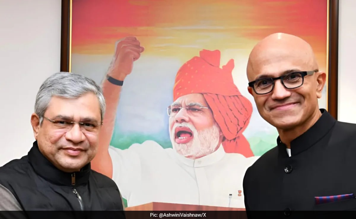 Ashwini Vaishnaw Discusses AI, Tech Collaboration With Satya Nadella