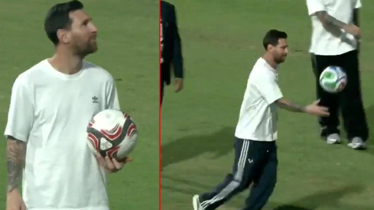 Lionel Messi Kicks Footballs Into Wankhede Crowd