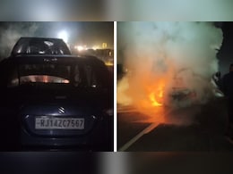 अजमेर: हाईवे पर चलती कार बनी आग का गोला, ड्राइवर ने कूदकर बचाई जान