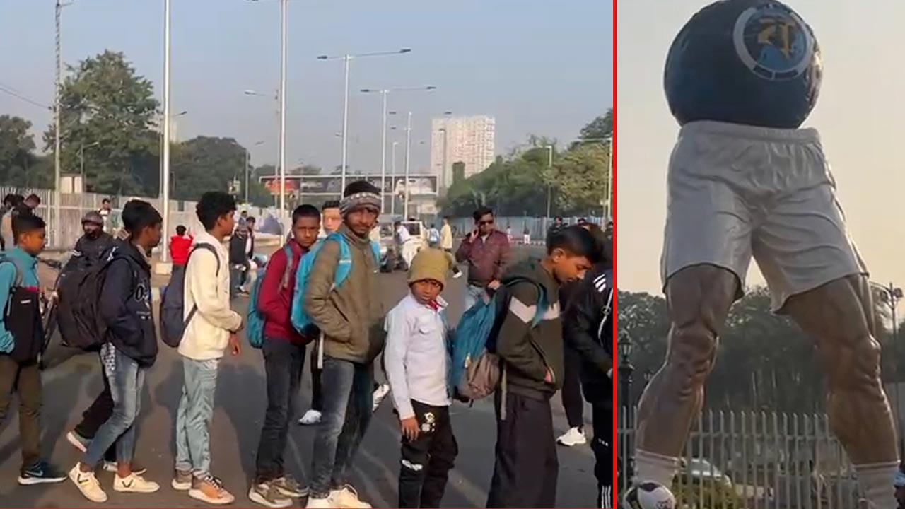 Messi Mania Grips Kolkata: Fans Long Queue Outside Stadium