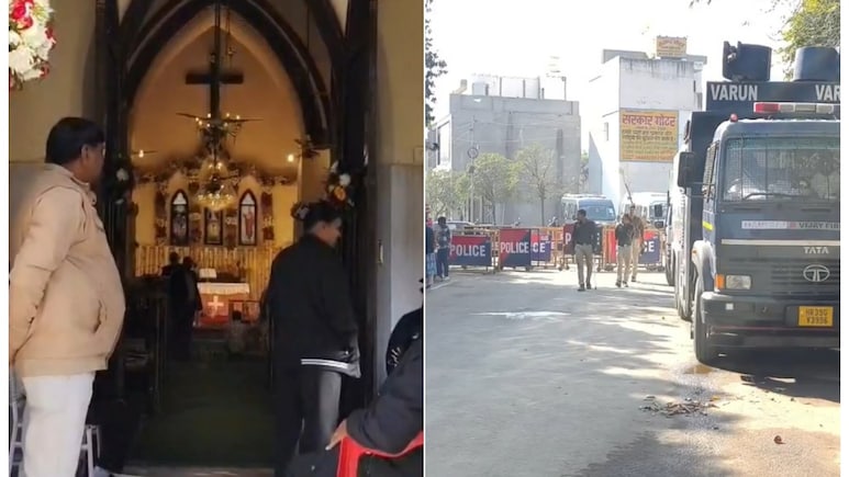 क्रिसमस पर हिसार में टेंशन, 160 साल पुराने चर्च के सामने बजरंग दल का हवन-यज्ञ; प्रशासन अलर्ट